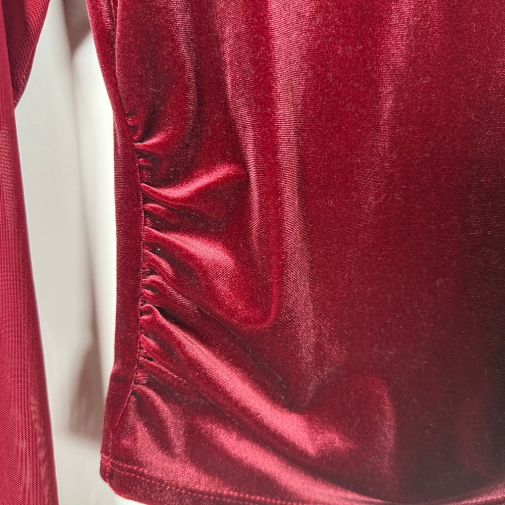 Wild Fable Velour Burgundy Long Sleeve Top - Picture 5 of 6